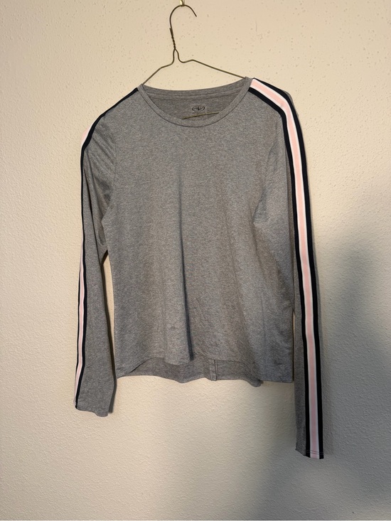 Athletic Works Tops - Athletic Works Gray Long Sleeve Tee with Pink and Black Stripe